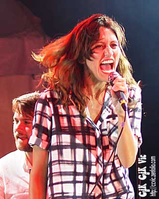 Photo of Martina Sorbara performing with Dragonette at the CNE Bandshell. Photo Credit Vincent Banial and Uniquely Toronto