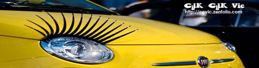 Photo of a small car with Headlight eyelashes