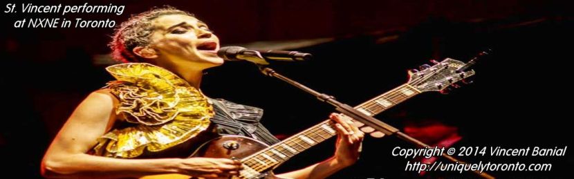 Photo of the band named "St. Vincnet" performing at NXNE in Toronto in 2014. Photo credit Vincent Banial for Uniquely Toronto