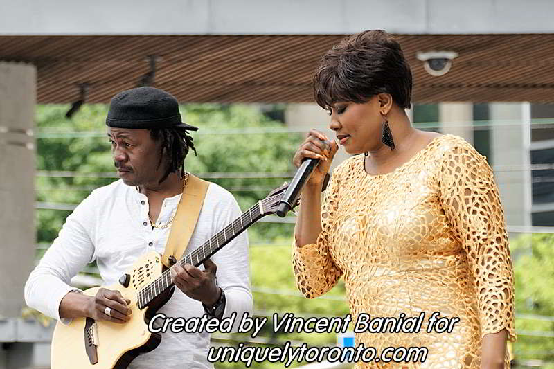 Photo of Katenan Dioubate - CHEKA performing at Yonge Dundas Square in Toronto on May 25 2015. Photo credit Vincent Banial