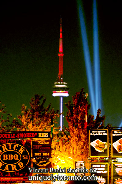 Photo of the CN Tower from the CNE Banshell. Photo credit Vincent Banial