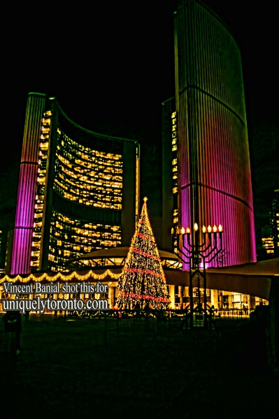 Photo of 2015 Nathan Phillips Square. Toronto Christmas Tree. Photo credit Vincent Banial