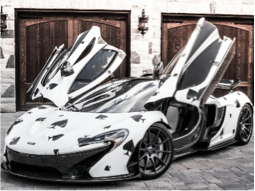 Photo of musician deadmau5's “Purracan” — a Lamborghini Huracan overlaid with a Nyan Cat theme by Sekanskin